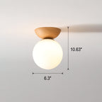 Lampada da soffitto a sfera di vetro | Design legno
