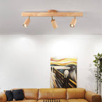 Moderna Illuminazione a Binario in Legno Massello e Metallo LED Semi-Incastro per Soggiorno