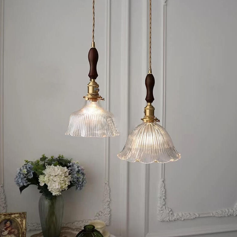 Lampada a Sospensione 1 Luce in Rame Noce Vetro Minimalista Moderna Nordica