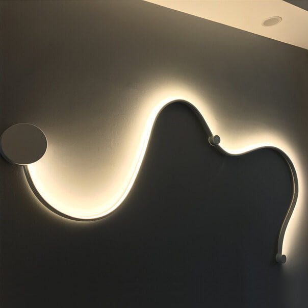 Lampada da Parete Curva LED Moderna in Alluminio a Forma di Serpente con 1 Luce