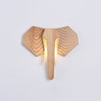 Lampada da parete LED a forma di elefante in legno massello creativo nordico
