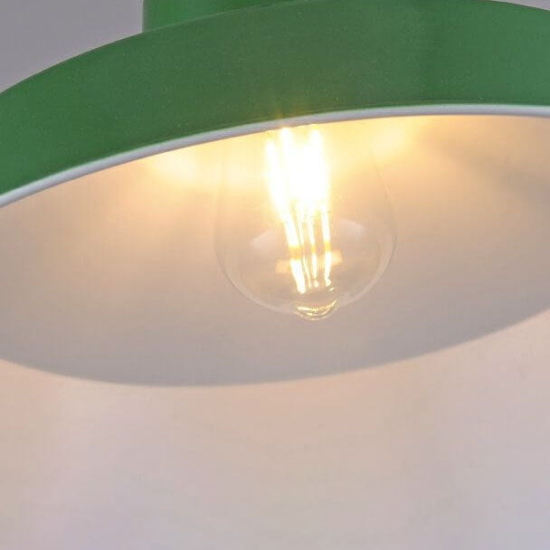 Lampada a sospensione industriale vintage in ferro verde a cono con 1 luce