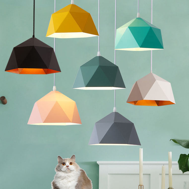 Moderna Lampada a Sospensione in Ferro Geometrica a Rombo con 1 Luce
