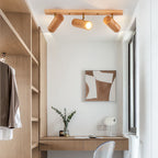 Faretto da soffitto minimalista giapponese in legno massello con 1/3/4 luci