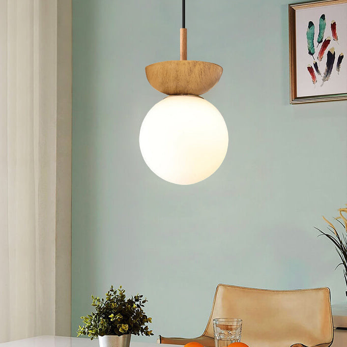 Lampada a Sospensione in Vetro e Ferro Minimalista Moderna con 1 Luce per Soggiorno