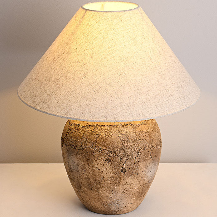 Lampada da Tavolo in Ceramica con Cono in Tessuto Moderno Shabby Chic per Camera da Letto
