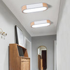 Lampada da soffitto a LED Flush Mount in ferro ovale lungo scandinavo contemporaneo per camera da letto