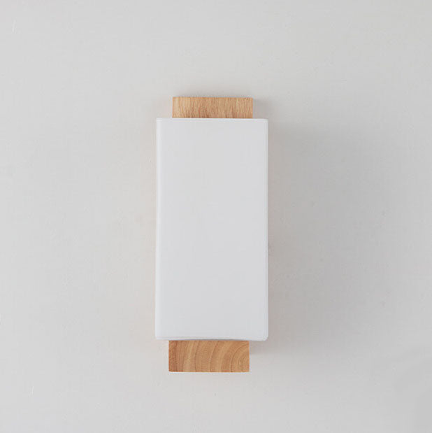 Applique da parete con colonna in vetro quadrata in legno massello minimalista moderno a 1 luce