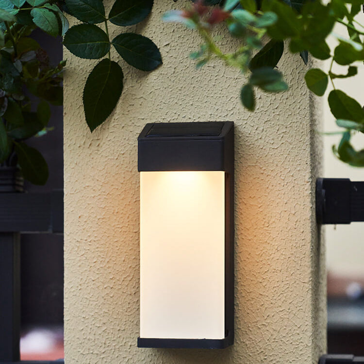 Lampada da Parete LED Solare Quadrata in Vetro Opalino Impermeabile per Esterni