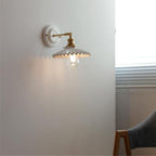 Applique da parete in ceramica vintage tradizionale rotonda in ottone con 1 luce per soggiorno