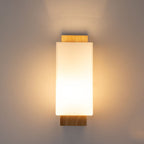 Applique da parete con colonna in vetro quadrata in legno massello minimalista moderno a 1 luce