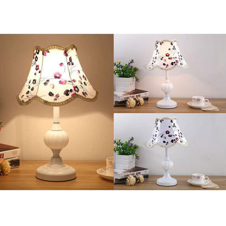 Lampada da Tavolo in Vetro Vintage Florale Nordico con 1 Luce