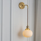 Applique da Parete Lampada in Ottone Lucite Minimalista Retro Giapponese a Cilindro Ovale con 1 Luce