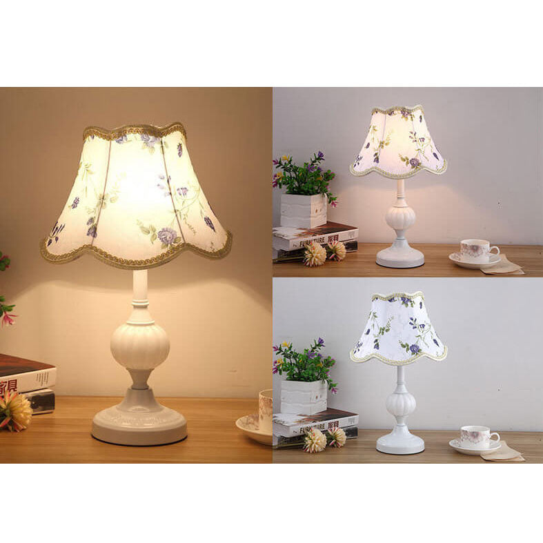 Lampada da Tavolo in Vetro Vintage Florale Nordico con 1 Luce