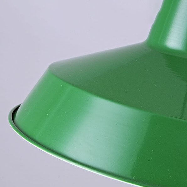 Lampada a sospensione industriale vintage in ferro verde a cono con 1 luce