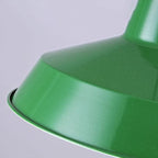 Lampada a sospensione industriale vintage in ferro verde a cono con 1 luce
