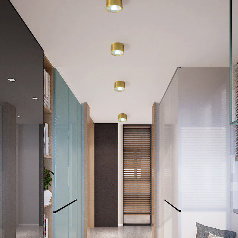 Faretto LED Moderno in Ottone Cilindrico da Soffitto