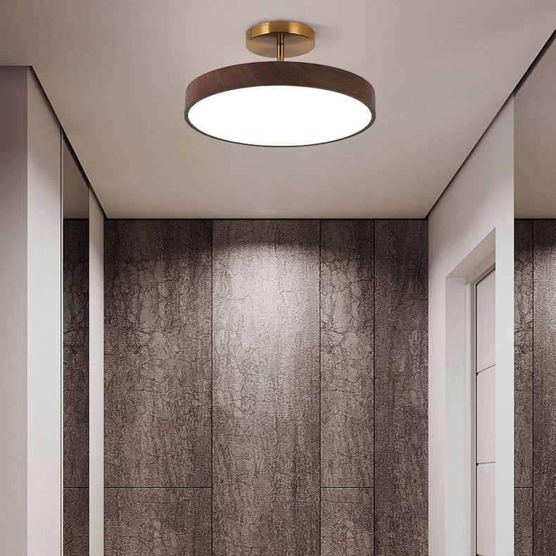 Luce a LED rotonda semi-incassata in legno minimalista giapponese Wabi-sabi