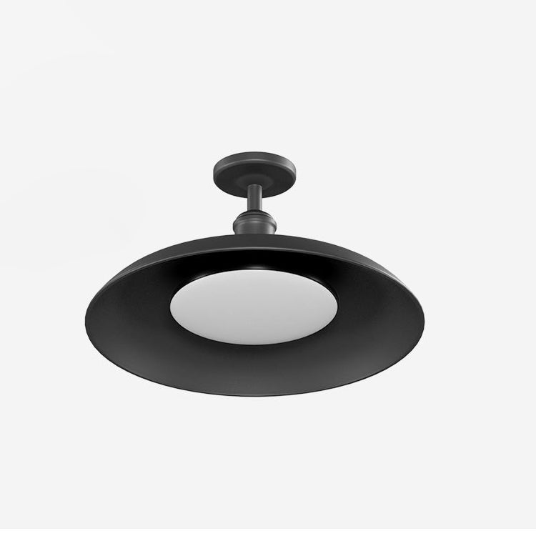 Lampada da soffitto semincassata rotonda in acciaio carbonizzato scandinavo contemporaneo impermeabile a 1 luce per patio all'aperto