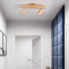 Moderna Illuminazione a Binario in Legno Massello e Metallo LED Semi-Incastro per Soggiorno