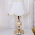 Lampada da Tavolo Tradizionale Vintage in Tessuto Floreale con Placcatura in Vetro per Camera da Letto
