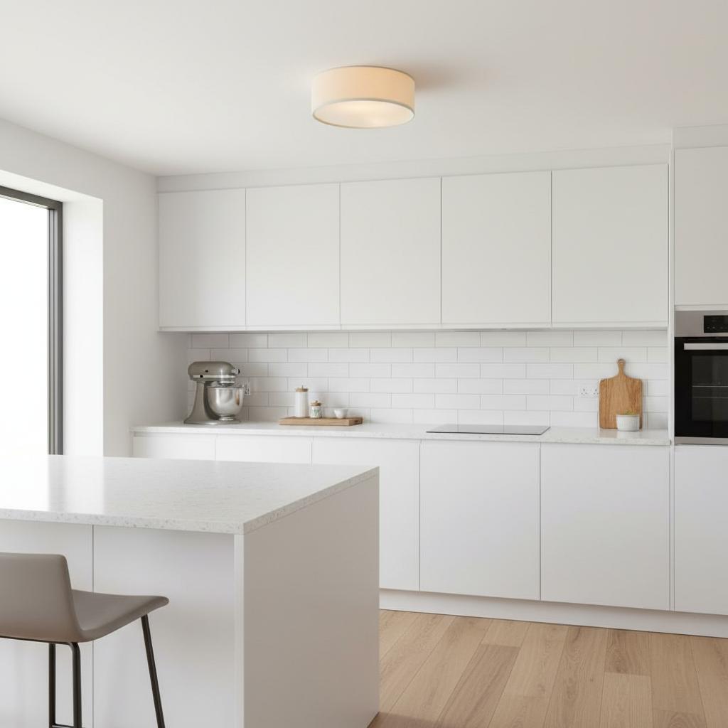 Lampada da soffitto a tamburo in lino per camera moderna