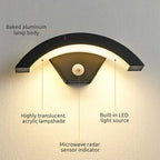 Lampada da Parete LED Impermeabile Elvon Nordic Arc, Nera