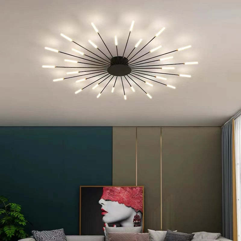 Wesley Flush-Mount Ceiling Light Fuochi d'Artificio, Nero/Oro