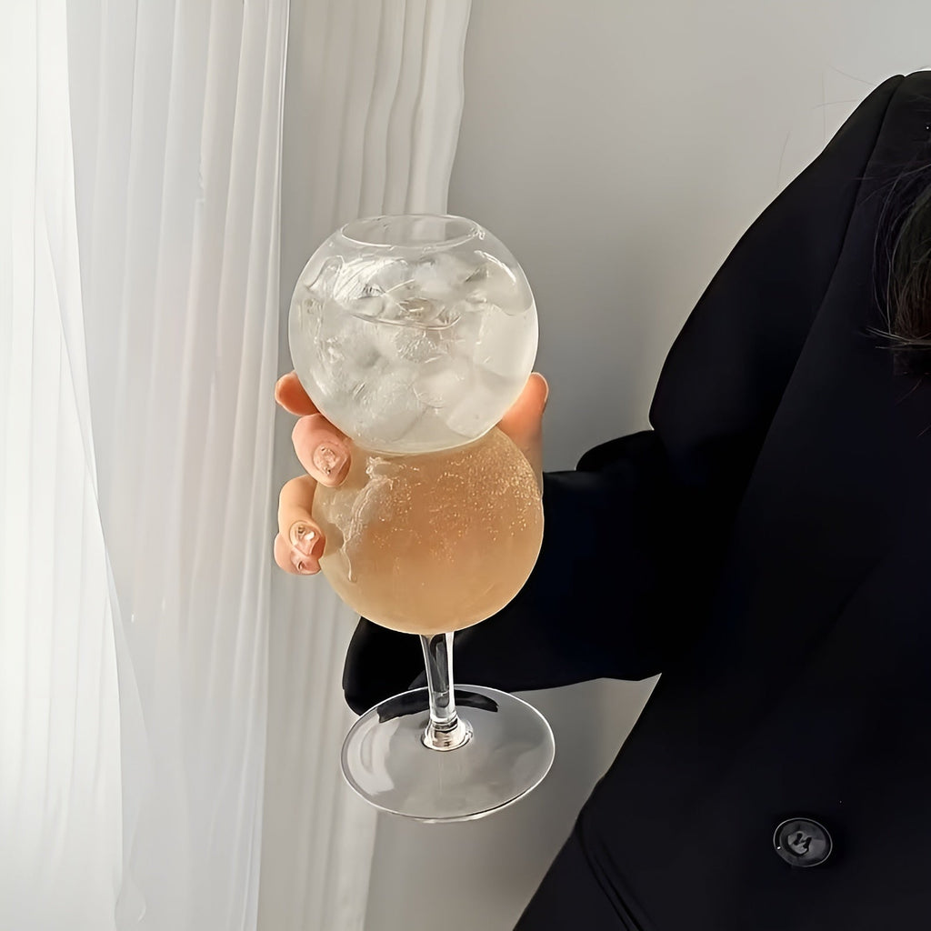 Set di 2 Bicchieri in Vetro a Forma di Sfera – Eleganti e Decorativi | Perfetti per la Casa e Occasioni Speciali