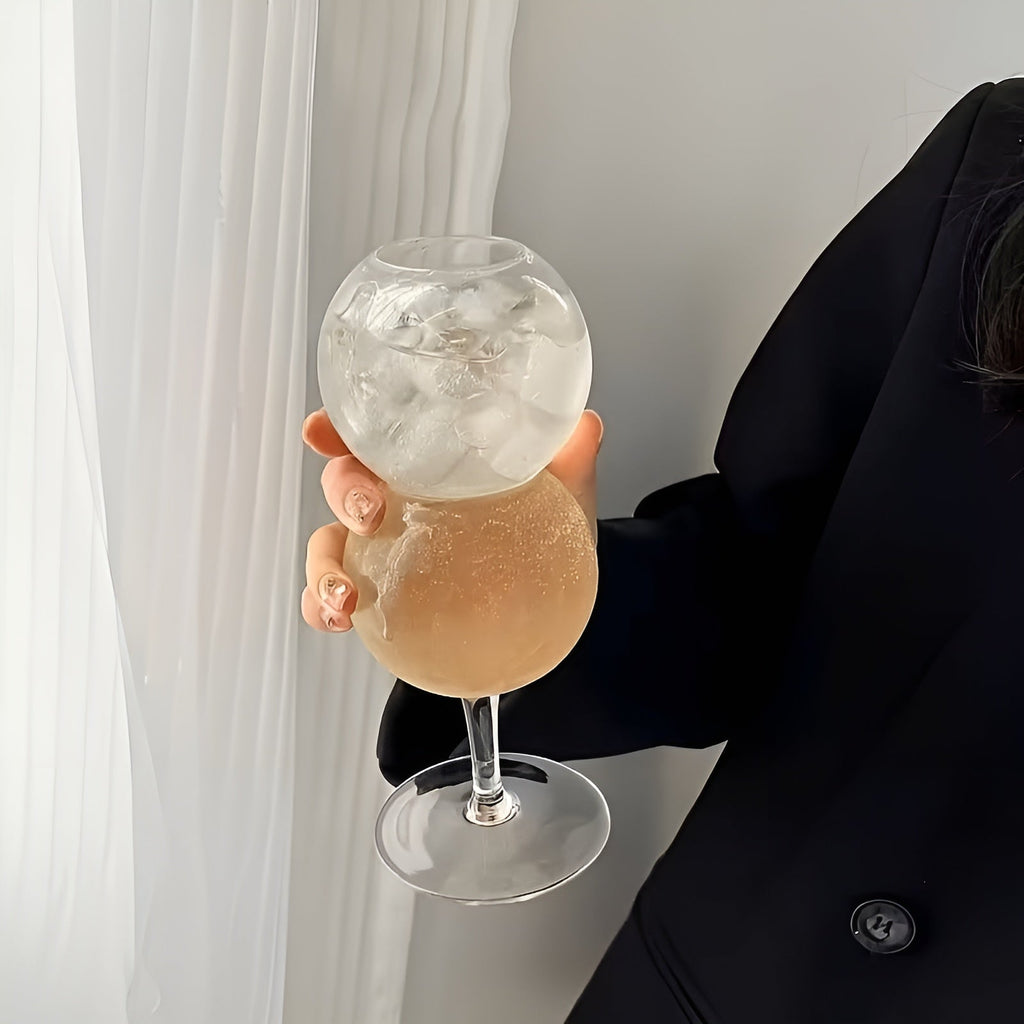 Set di 2 Bicchieri in Vetro a Forma di Sfera – Eleganti e Decorativi | Perfetti per la Casa e Occasioni Speciali