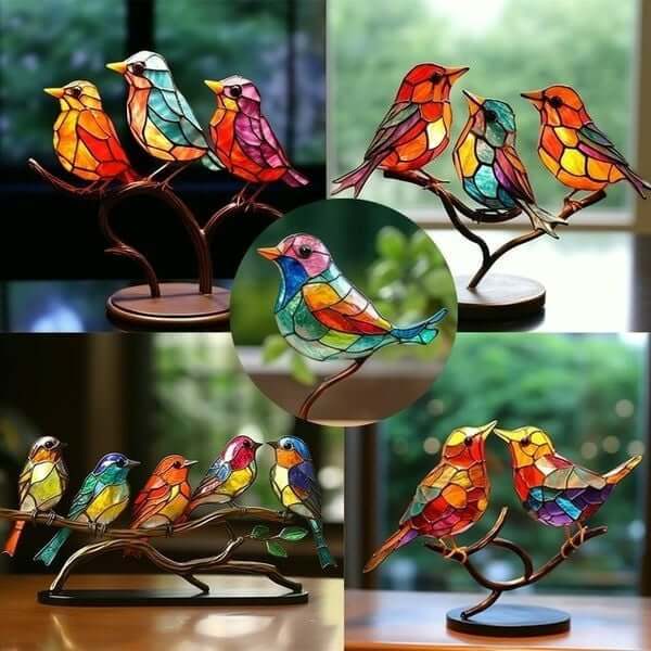 NatureNest - vivaci ornamenti per uccelli da scrivania per spazi di lavoro tranquilli
