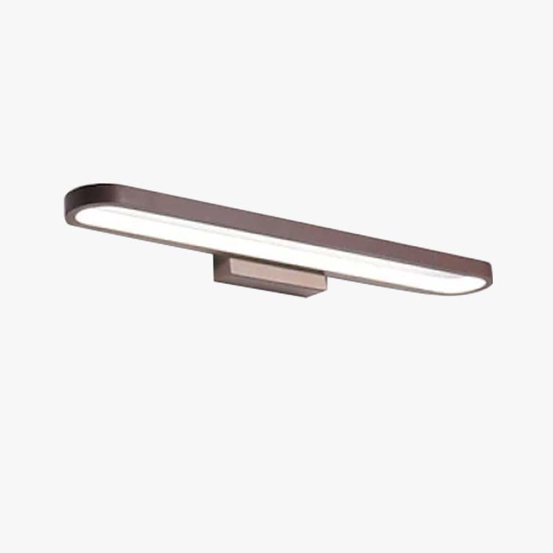 Lampada da Parete Moderna in Metallo Luxa con Specchio Frontale, Curvata, Nera/Caffè