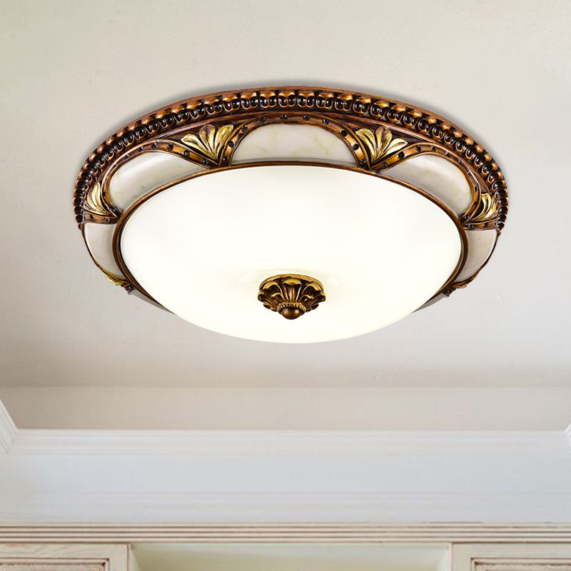 Lampada da soffitto a montaggio flush in ottone antico floreale retro