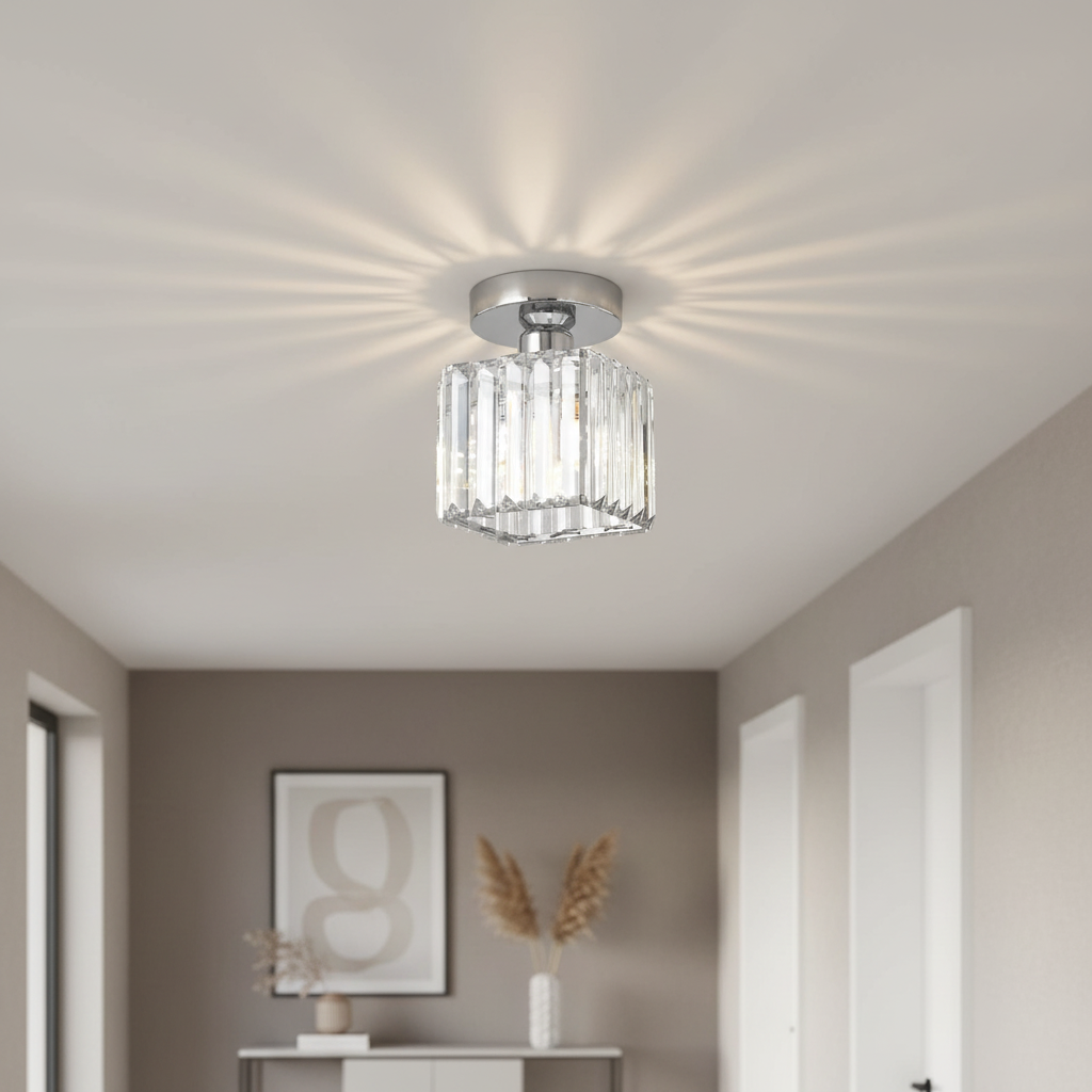 Talrex | Moderno Faretto da Soffitto Nero con Ombra di Cristallo per Corridoio e Soggiorno