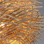 Lampade a Sospensione Muto Nido Uccelli Legno Rattan Marrone