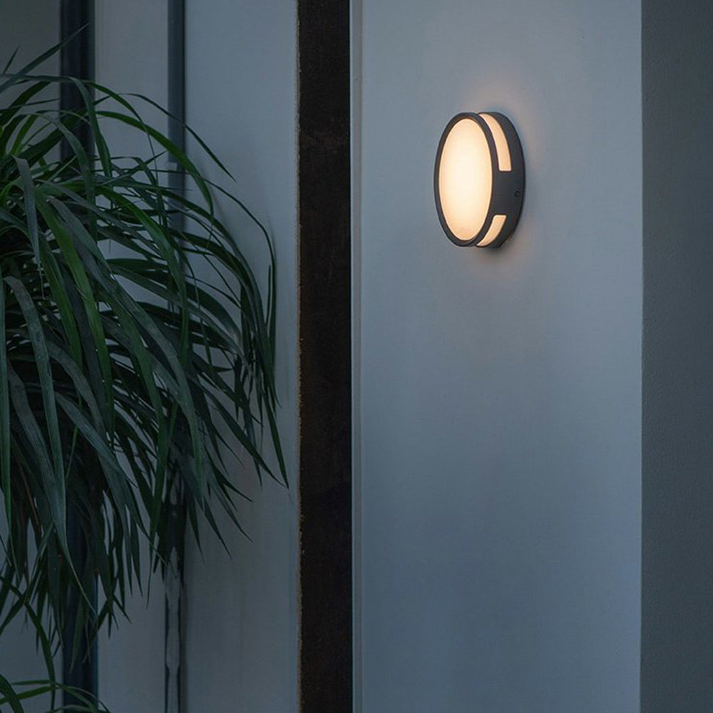 Lampada da Parete Rotonda Moderna in Metallo/ Impermeabile per Esterni, Nera