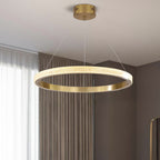 Lampadario a sospensione in metallo/acrilico LED Kristy Modern Ring, Nero/Oro