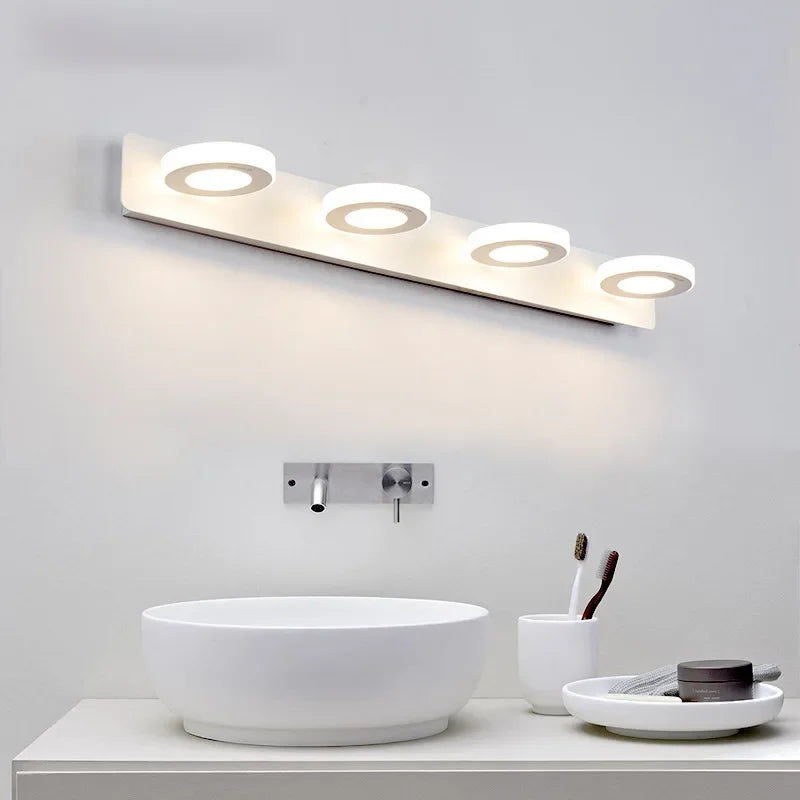 Lampada da parete LED da bagno in alluminio con 1-4 teste