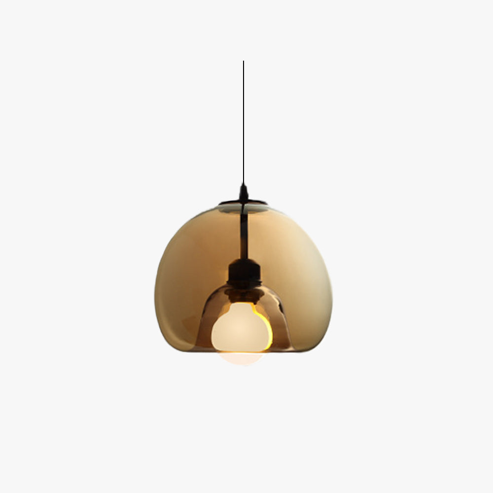 Lampada a sospensione in vetro Globe di Giugno, Ambra/Grigio Fumè