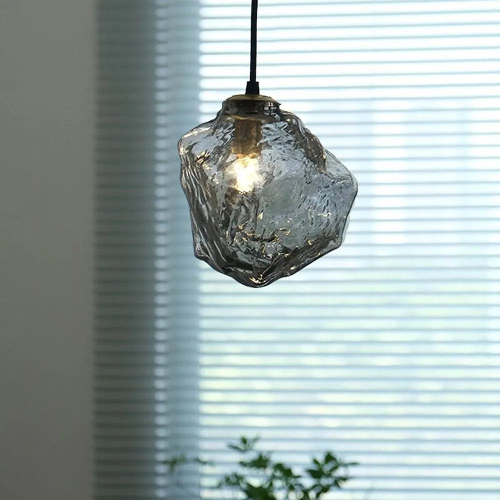 Lampada a sospensione in vetro lava, 4 colori