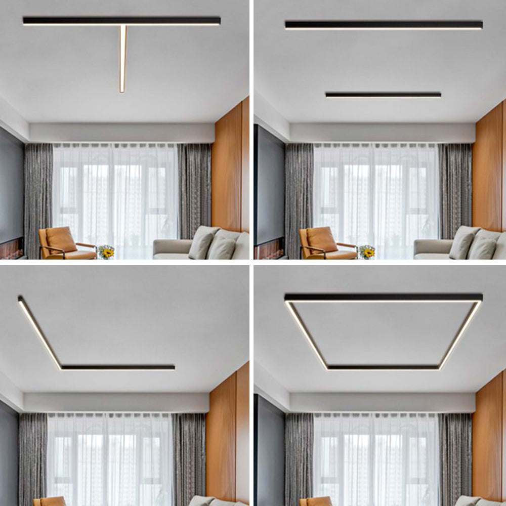 Lampada da soffitto/parete nera lineare Solin