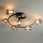 Valentina Lampada da Soffitto Flush Mount, Vetro, Nero/Oro, Sala da Pranzo
