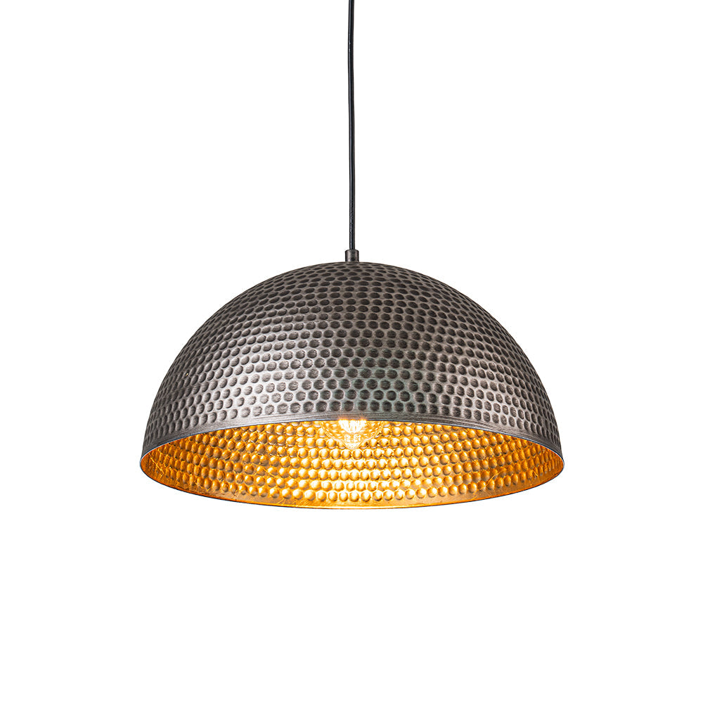 Lampada a sospensione in metallo martellato industriale a 1 luce