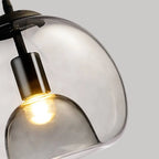 Lampada a sospensione in vetro Globe di Giugno, Ambra/Grigio Fumè