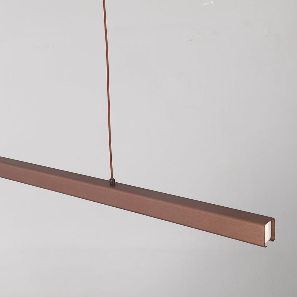 Lampada a sospensione LED in metallo lineare moderno Thala Nera/Marrone