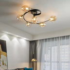 Valentina Lampada da Soffitto Flush Mount, Vetro, Nero/Oro, Sala da Pranzo