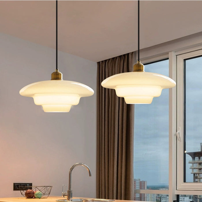Lampada a Sospensione in Vetro Bianco