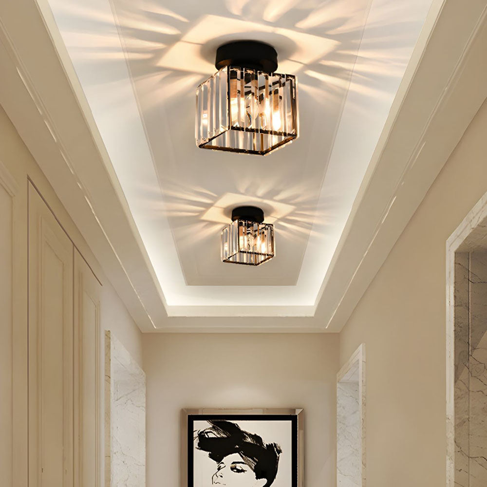 Talrex | Moderno Faretto da Soffitto Nero con Ombra di Cristallo per Corridoio e Soggiorno