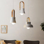 Lampada a Sospensione Moderna Nordica con Manico in Legno 1 Luce