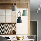 Lampada a Sospensione Moderna Nordica con Manico in Legno 1 Luce